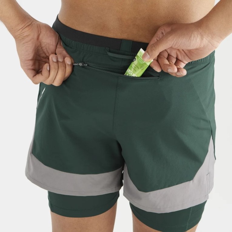 Green Salomon Cross 2in1 Men's Shorts | IE NX2094